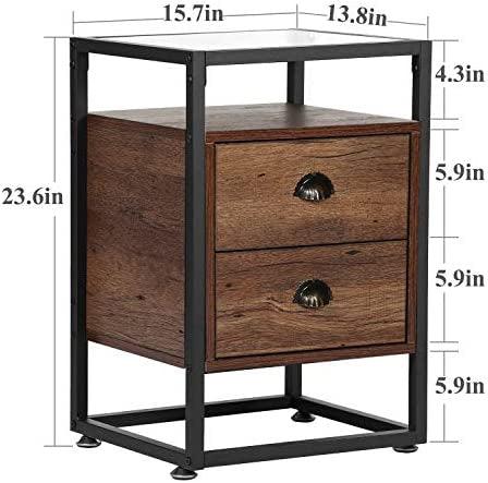 2 - Drawer Modern End Table Side Table - The Linen House