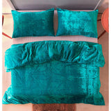 Plain Velvet Duvet Set ( Teal ) - The Linen House