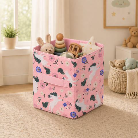 Floral Unicorn Toy Basket