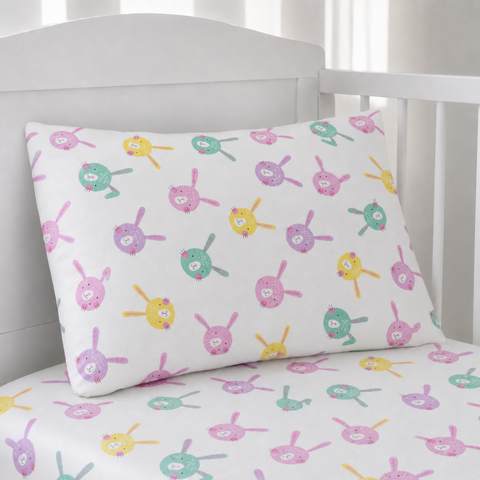 Bunny Garden Baby Crib Sheet & Pillow