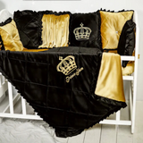 Baby Cot Set Black with Gold