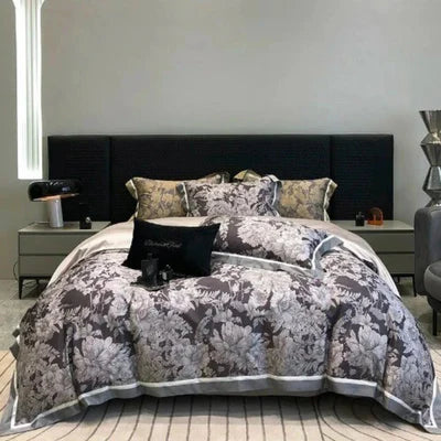 Flowers & Leaves Soft Fabric Printed Bedding Duvet Set – Cozy & Stylish