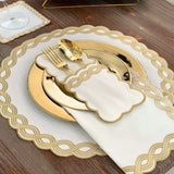 Gold Embroidered Table Mats & Napkin - The Linen House