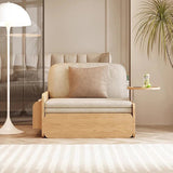 Pull Out Sofa Bed with Rotating Armrest Tray and Storage