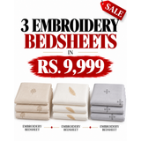 Elegant Neutrals Bundle – 3 Embroidered Bedsheet