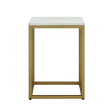 End Table, White Top with Gold Frame