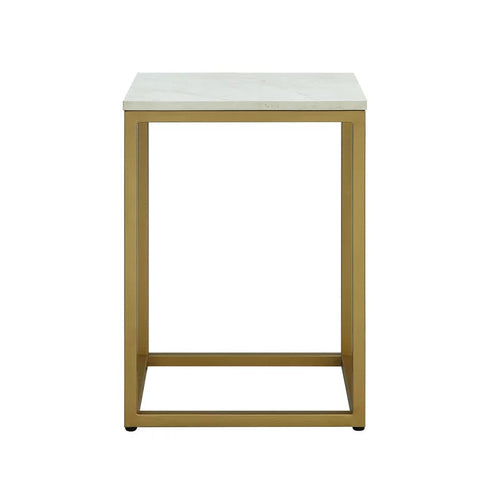 End Table, White Top with Gold Frame