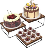 3-Tier Rustic Wooden Cake Stand – Square Dessert & Cupcake Display Risers - The Linen House