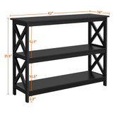 3 Tier X - Design Console Table with Storage Shelves – Stylish and Practical Black Accent Table - The Linen House