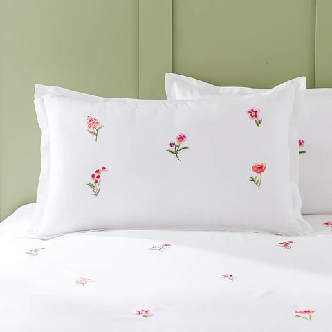 Embroidered Flower Duvet Cover Bedding Set