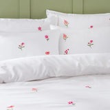 Embroidered Flower Duvet Cover Bedding Set