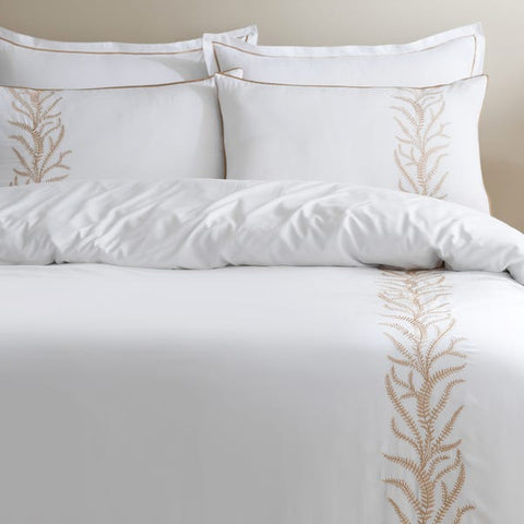 Timeless Ivory Bed Linen with Leaf Motif
