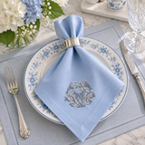 Premium Embroidered Blue Linen Style Napkin