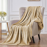 Soft Flannel Fleece Blanket in Beige
