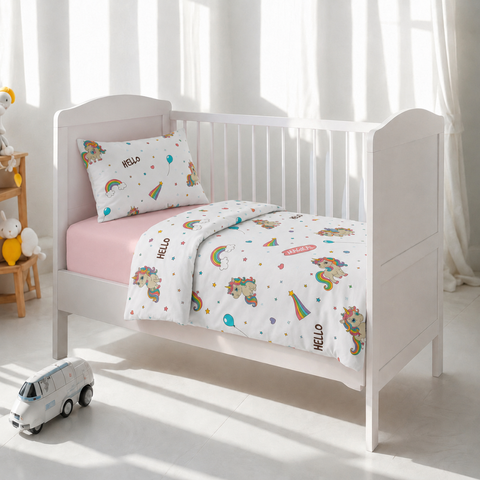 Rainbow Unicorn Dreams Baby Cot Set