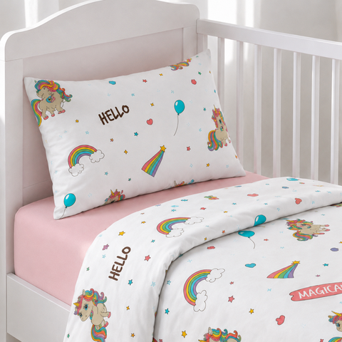 Rainbow Unicorn Dreams Baby Cot Set