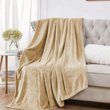 Soft Flannel Fleece Blanket in Beige