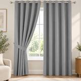 Plain Dyed Eyelet Curtain with Lining (grey) – Pack of 2