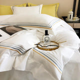 Multi Embroidered Baratta Stitch Tetra Line Duvet Set