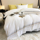 Multi Embroidered Baratta Stitch Tetra Line Duvet Set