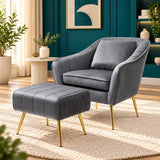 Elvet Accent Chair with Ottoman Footrest