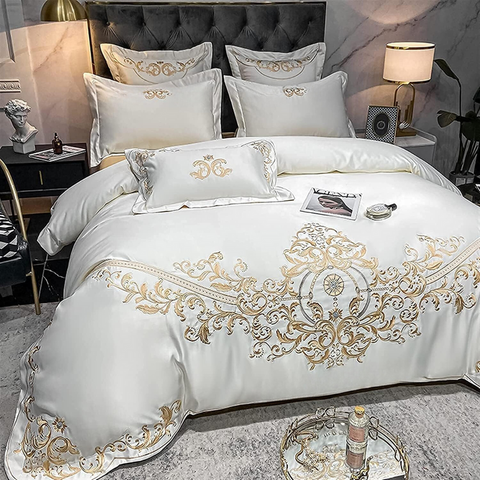 Gold Embroidery Duvet Set - The Linen House
