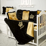 Baby Cot Set Black with Gold