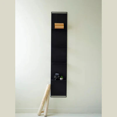 Tall Black Metal Wall Hanging With Four Shelves