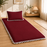 Luxury Pom Pom Lace Floor Mattress with Pillow Set