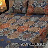 3D Crystal Double Bed Printed Bedsheet - The Linen House