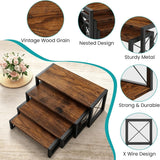 4-Tier Rustic Wooden Cupcake Display Stand – Metal Frame Dessert & Cake Riser Set - The Linen House