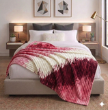 Luxury Reversible Faux Fur Throw Blanket – Pink, Cream & Burgundy Gradient Pattern