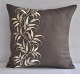 Embroidered Cushion Cover (Grey) - The Linen House