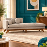 Tufted Left-Arm Chaise Square Arms Chaise Lounge