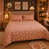Adorable Puppy Paw Printed Bed Sheet