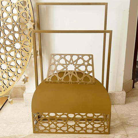 Metal Quran and Prayer Mat Stand (Golden) - The Linen House
