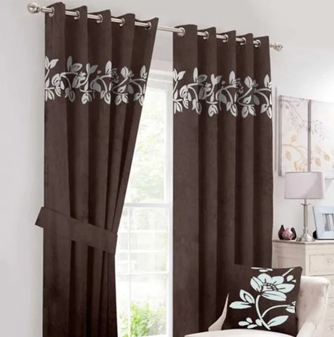 Luxury Velvet Floral Curtains – Lasercut Detailing for a Regal Look
