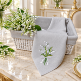 Elegant Lily Bouquet Embroidered Table Napkin