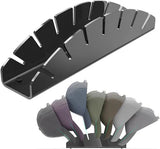 Black hair clip holder with color swatches on a white background