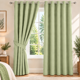 Plain Dyed Eyelet Curtain with Lining (light green) – Pack of 2