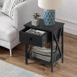 Drawer Sofa Side Table with Storage Shelf for Living Room, Bedroom - The Linen House