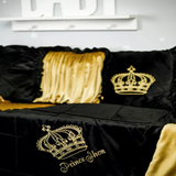 Baby Cot Set Black with Gold