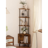 Corner shelf with decorative items in a room setting