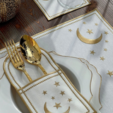 Moon and Star Embroidered Table Mats & Napkin - The Linen House