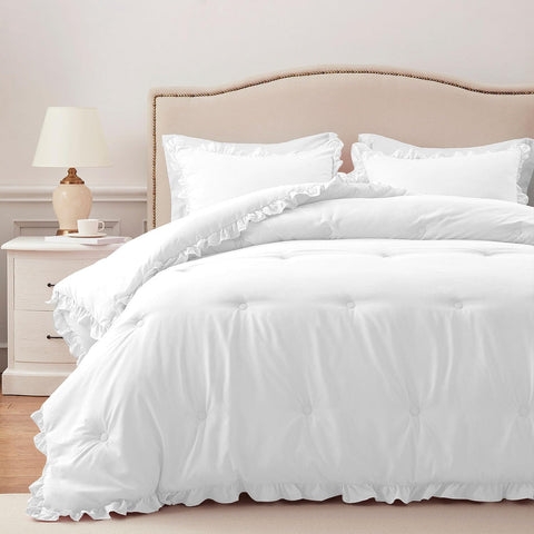White Whisper  Ruffle Comforter Set