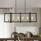 Farmhouse Kitchen Island Pendant Light Fixtures Ceiling 6-Light Rustic Hanging Chandelier