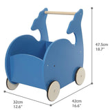 Blue Whale 2-in-1 Baby Learning Walker Wooden Strollers - The Linen House