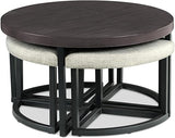 Coffee Table w/Stools, Upholstered Seating, for Living Room/Kids Room - The Linen House