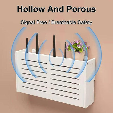 Constricted Router Wifi Double Door Wall Mounted Floating Bracket Shelve - The Linen House