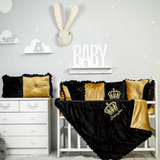 Baby Cot Set Black with Gold